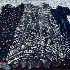 3, excellent condition LuLa Roe dresses. 2L & 1XL